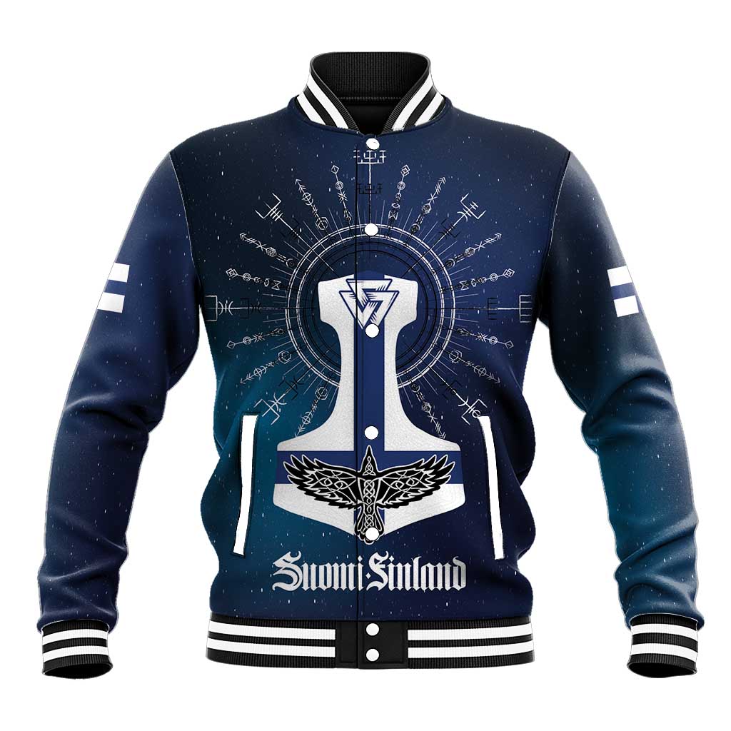 Personalized Finland Drakkar Vikings Baseball Jacket Suomi Flag Viking Thor Runes