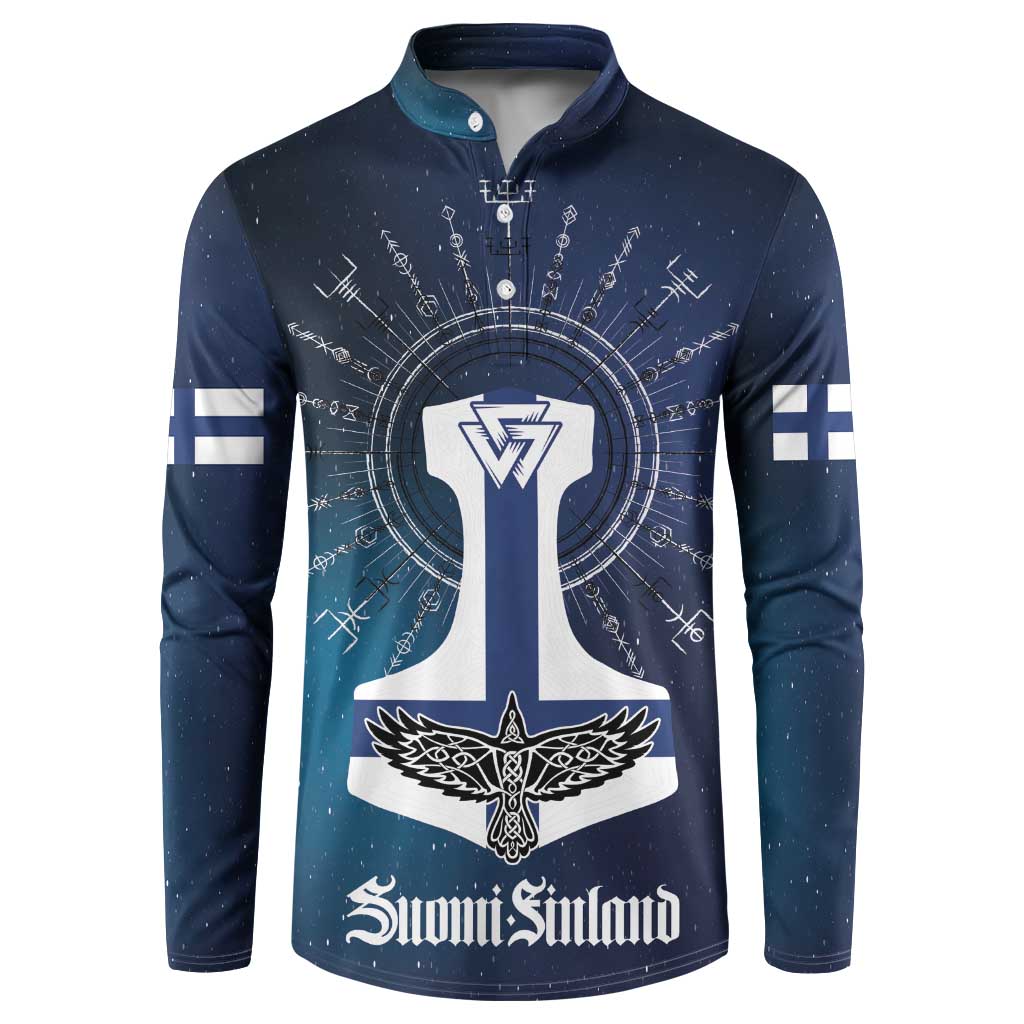 Personalized Finland Drakkar Vikings Button Sweatshirt Suomi Flag Viking Thor Runes