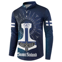 Personalized Finland Drakkar Vikings Button Sweatshirt Suomi Flag Viking Thor Runes