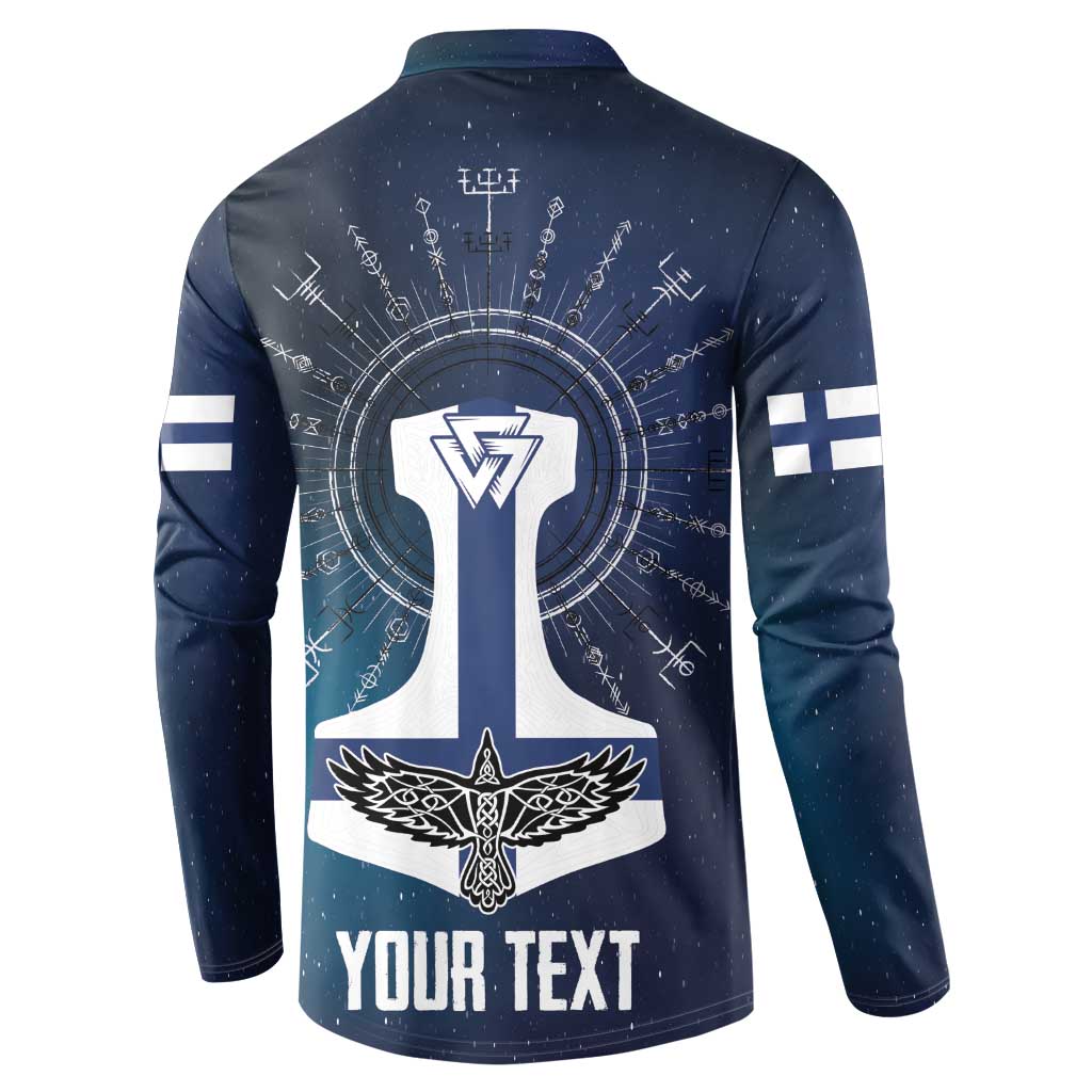 Personalized Finland Drakkar Vikings Button Sweatshirt Suomi Flag Viking Thor Runes