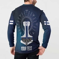 Personalized Finland Drakkar Vikings Button Sweatshirt Suomi Flag Viking Thor Runes