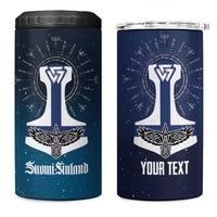 Personalized Finland Drakkar Vikings 4 in 1 Can Cooler Tumbler Suomi Flag Viking Thor Runes