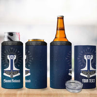 Personalized Finland Drakkar Vikings 4 in 1 Can Cooler Tumbler Suomi Flag Viking Thor Runes