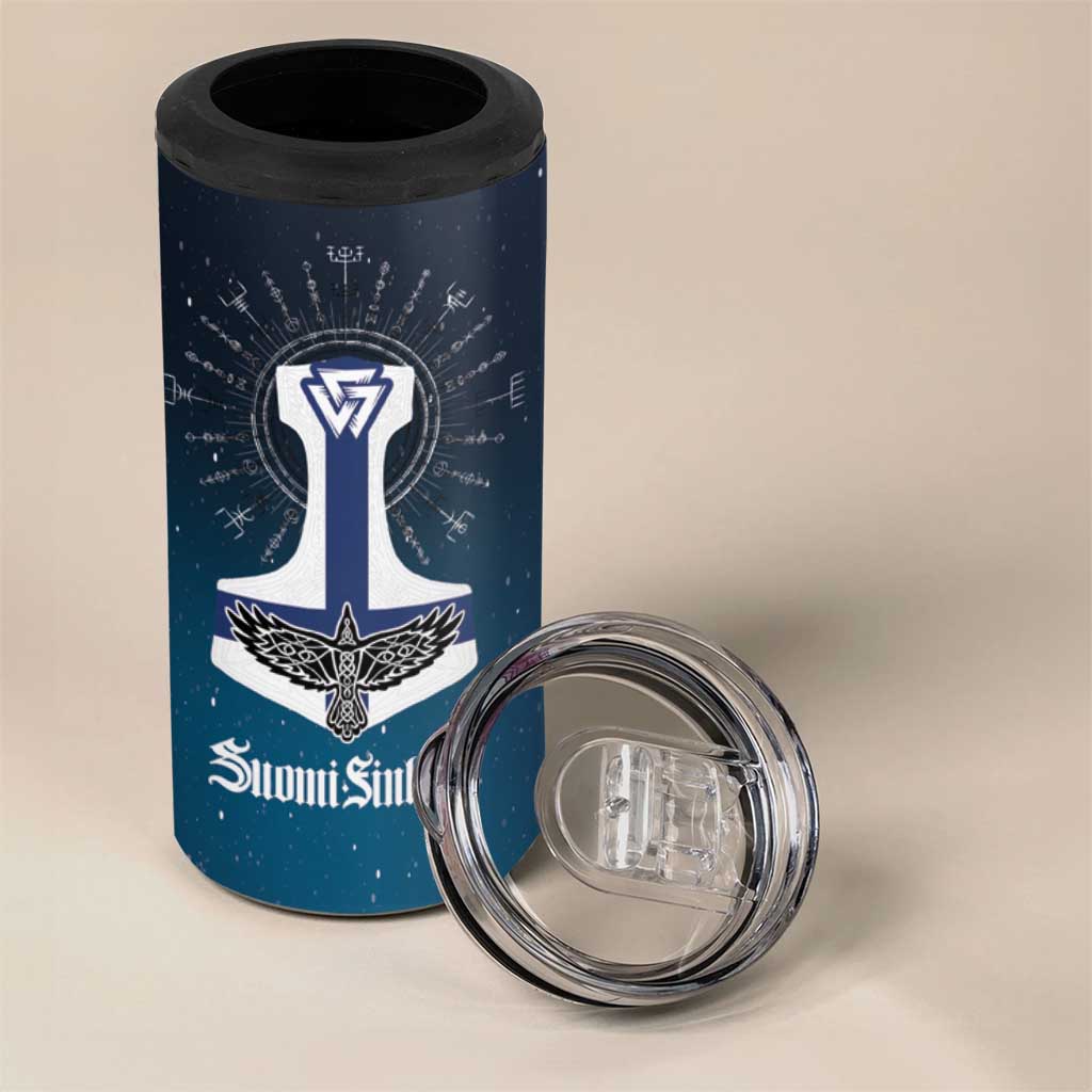 Personalized Finland Drakkar Vikings 4 in 1 Can Cooler Tumbler Suomi Flag Viking Thor Runes
