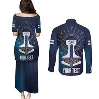 Personalized Finland Drakkar Vikings Couples Matching Puletasi and Long Sleeve Button Shirt Suomi Flag Viking Thor Runes