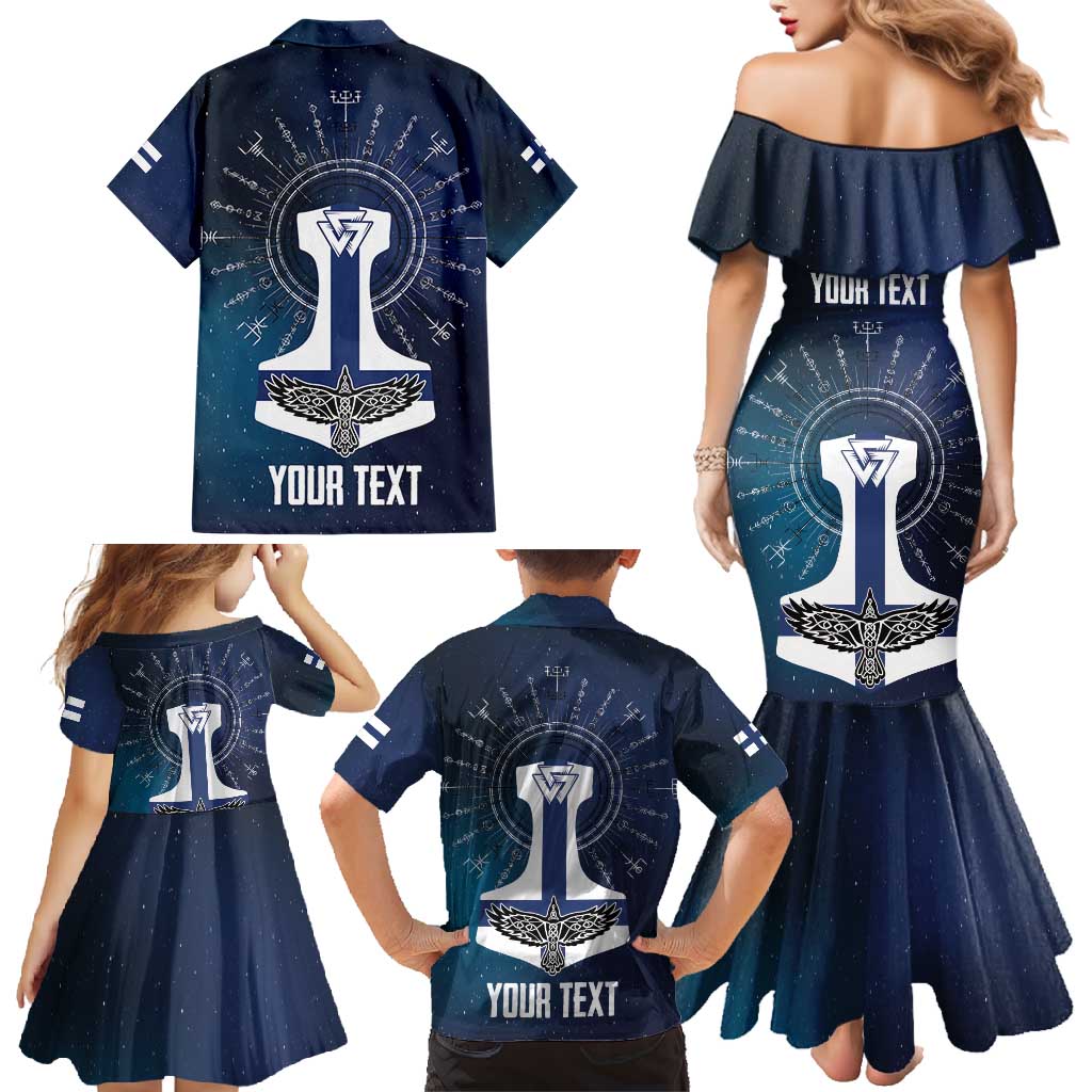 Personalized Finland Drakkar Vikings Family Matching Mermaid Dress and Hawaiian Shirt Suomi Flag Viking Thor Runes