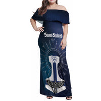 Personalized Finland Drakkar Vikings Family Matching Off Shoulder Maxi Dress and Hawaiian Shirt Suomi Flag Viking Thor Runes