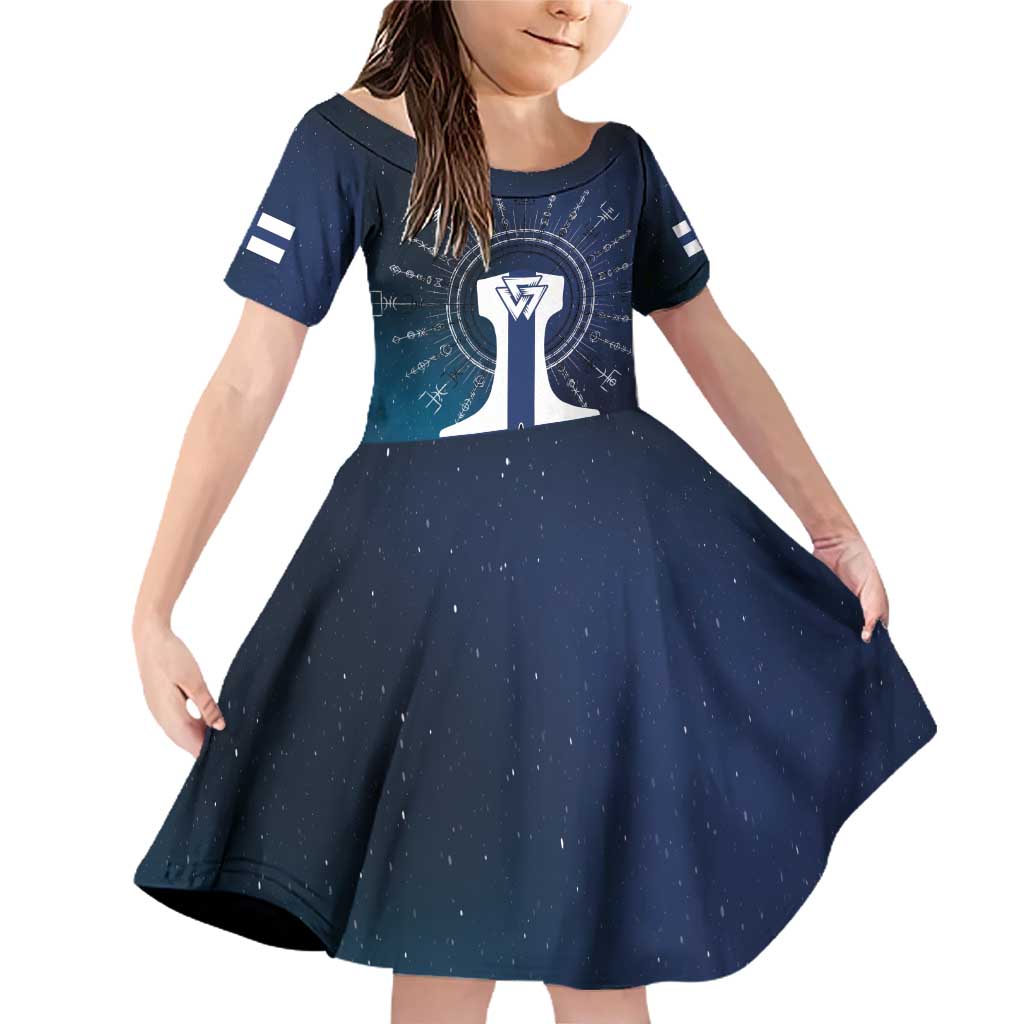 Personalized Finland Drakkar Vikings Family Matching Off Shoulder Short Dress and Hawaiian Shirt Suomi Flag Viking Thor Runes