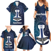 Personalized Finland Drakkar Vikings Family Matching Summer Maxi Dress and Hawaiian Shirt Suomi Flag Viking Thor Runes