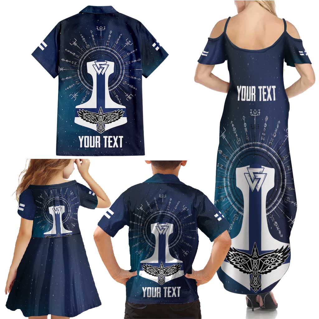 Personalized Finland Drakkar Vikings Family Matching Summer Maxi Dress and Hawaiian Shirt Suomi Flag Viking Thor Runes