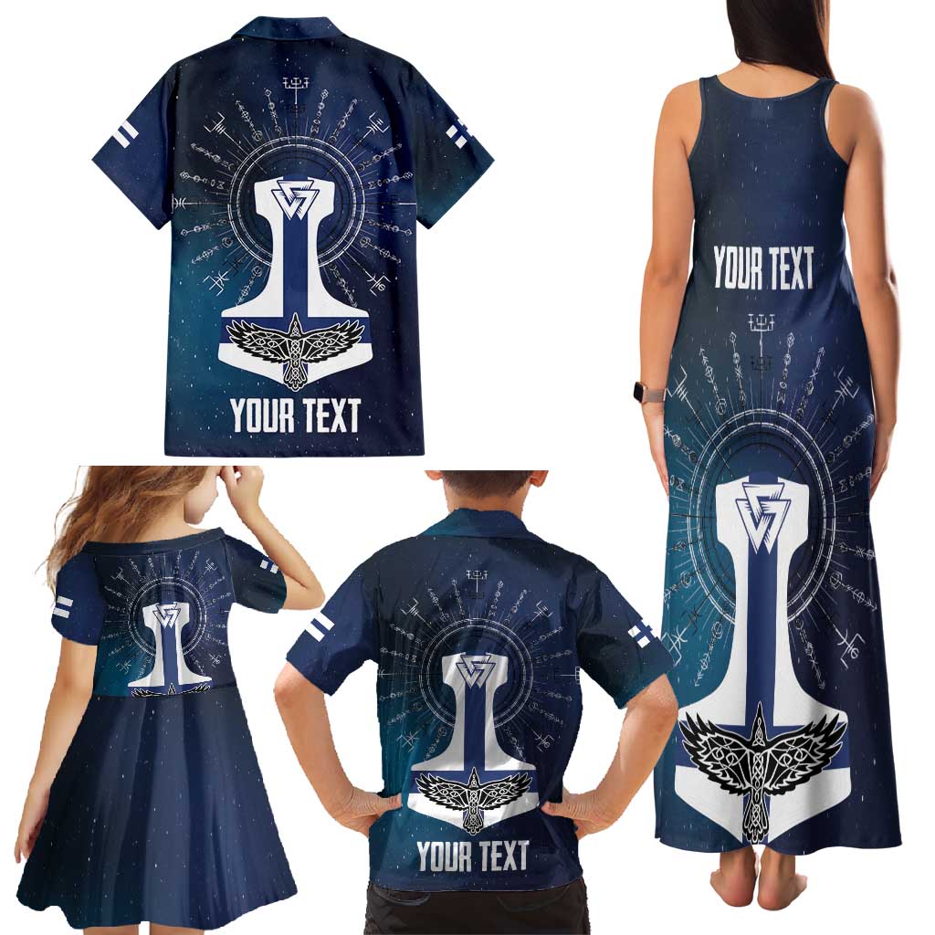 Personalized Finland Drakkar Vikings Family Matching Tank Maxi Dress and Hawaiian Shirt Suomi Flag Viking Thor Runes
