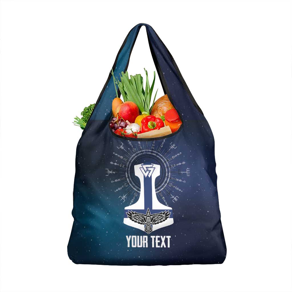 Personalized Finland Drakkar Vikings Grocery Bag Suomi Flag Viking Thor Runes