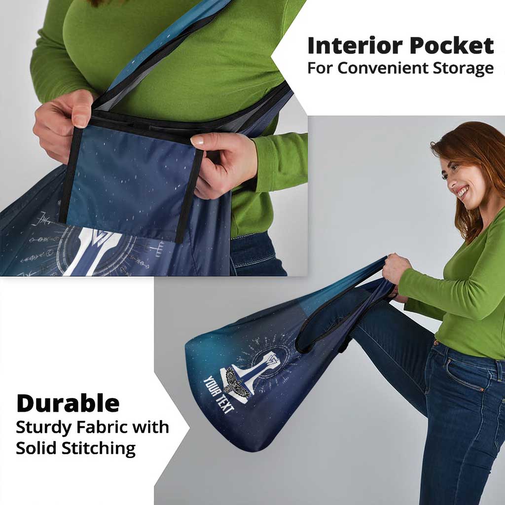 Personalized Finland Drakkar Vikings Grocery Bag Suomi Flag Viking Thor Runes