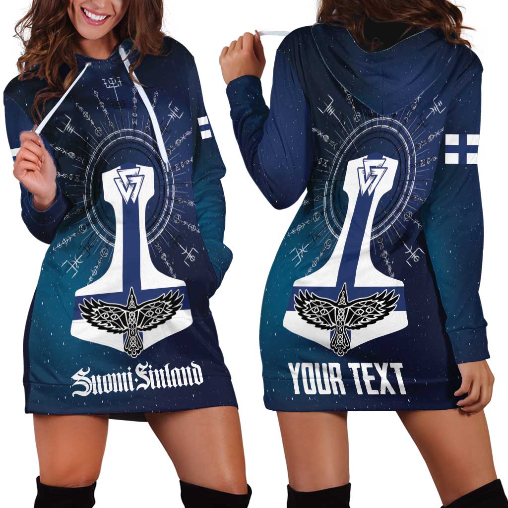 Personalized Finland Drakkar Vikings Hoodie Dress Suomi Flag Viking Thor Runes