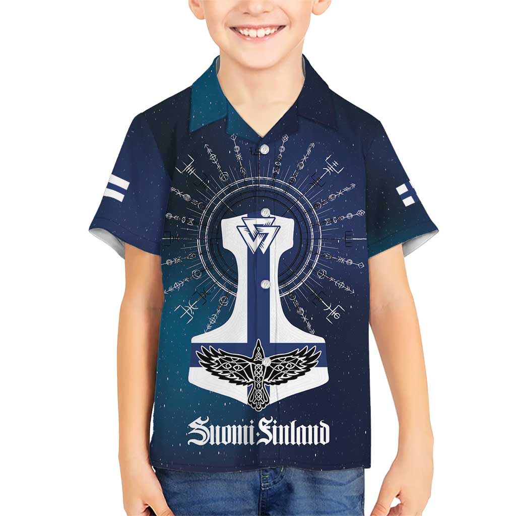 Personalized Finland Drakkar Vikings Kid Hawaiian Shirt Suomi Flag Viking Thor Runes