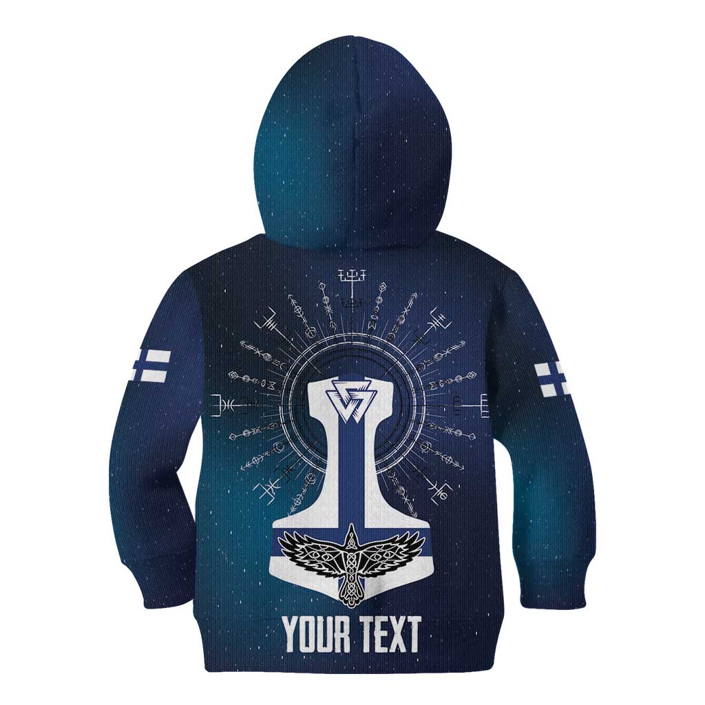Personalized Finland Drakkar Vikings Kid Hoodie Suomi Flag Viking Thor Runes