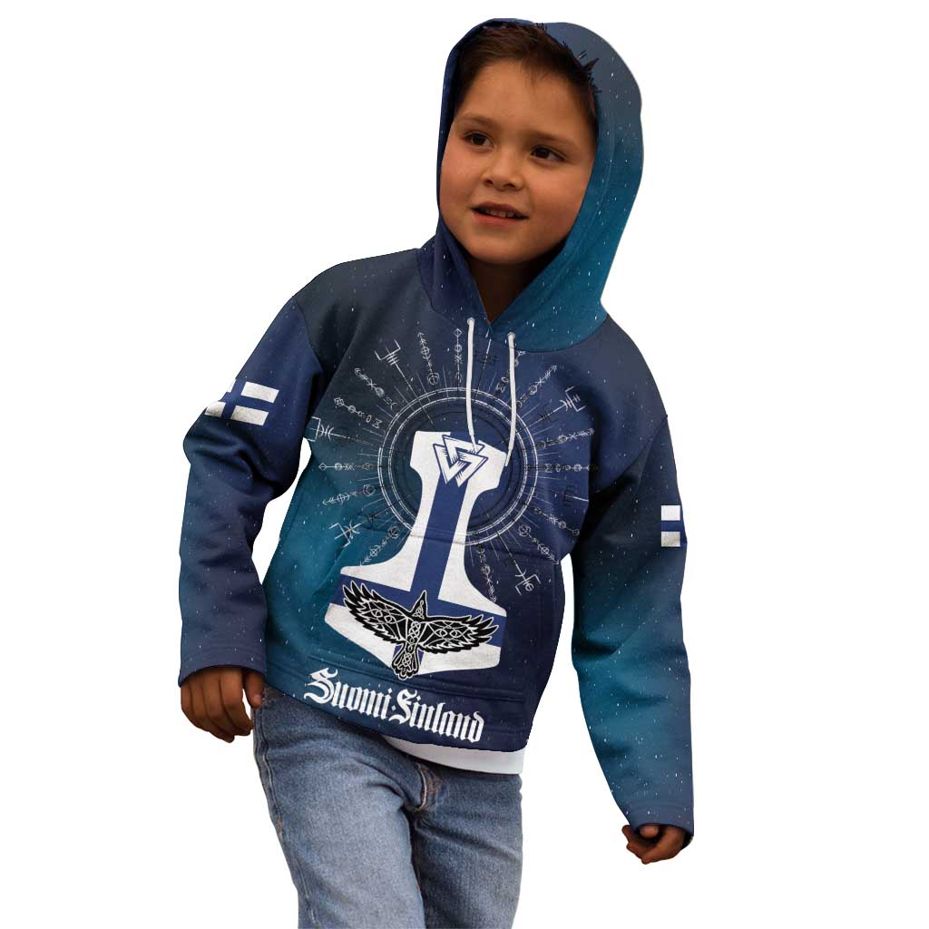 Personalized Finland Drakkar Vikings Kid Hoodie Suomi Flag Viking Thor Runes
