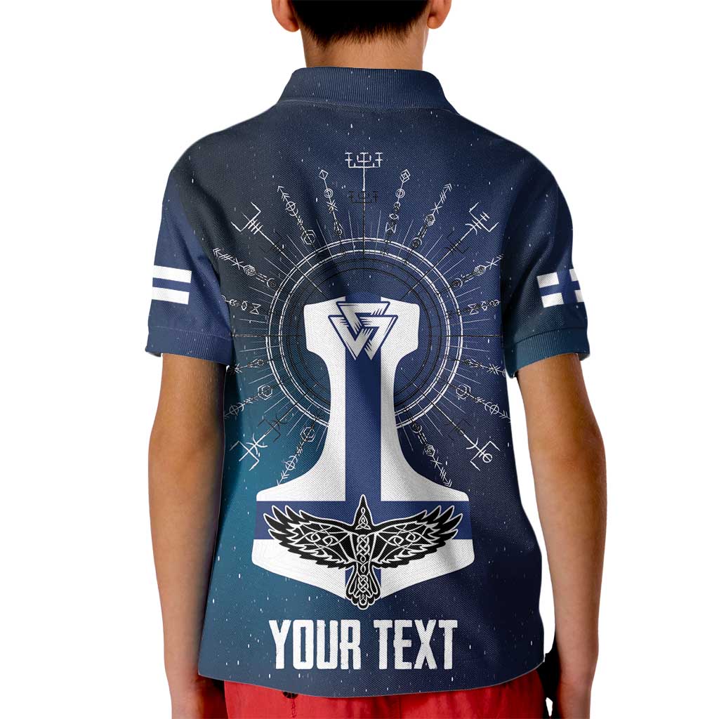 Personalized Finland Drakkar Vikings Kid Polo Shirt Suomi Flag Viking Thor Runes