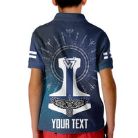 Personalized Finland Drakkar Vikings Kid Polo Shirt Suomi Flag Viking Thor Runes