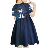 Personalized Finland Drakkar Vikings Kid Short Sleeve Dress Suomi Flag Viking Thor Runes