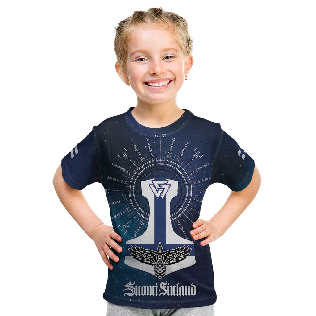 Personalized Finland Drakkar Vikings Kid T Shirt Suomi Flag Viking Thor Runes