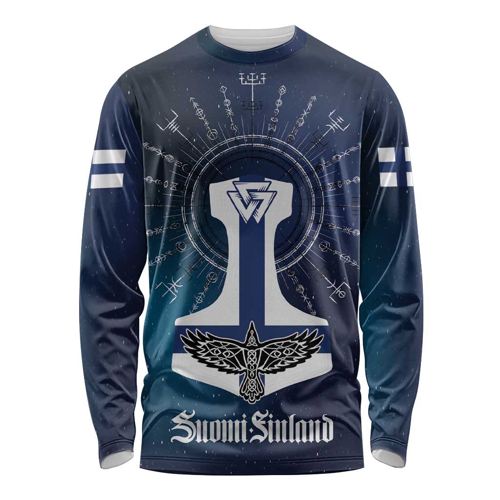Personalized Finland Drakkar Vikings Long Sleeve Shirt Suomi Flag Viking Thor Runes