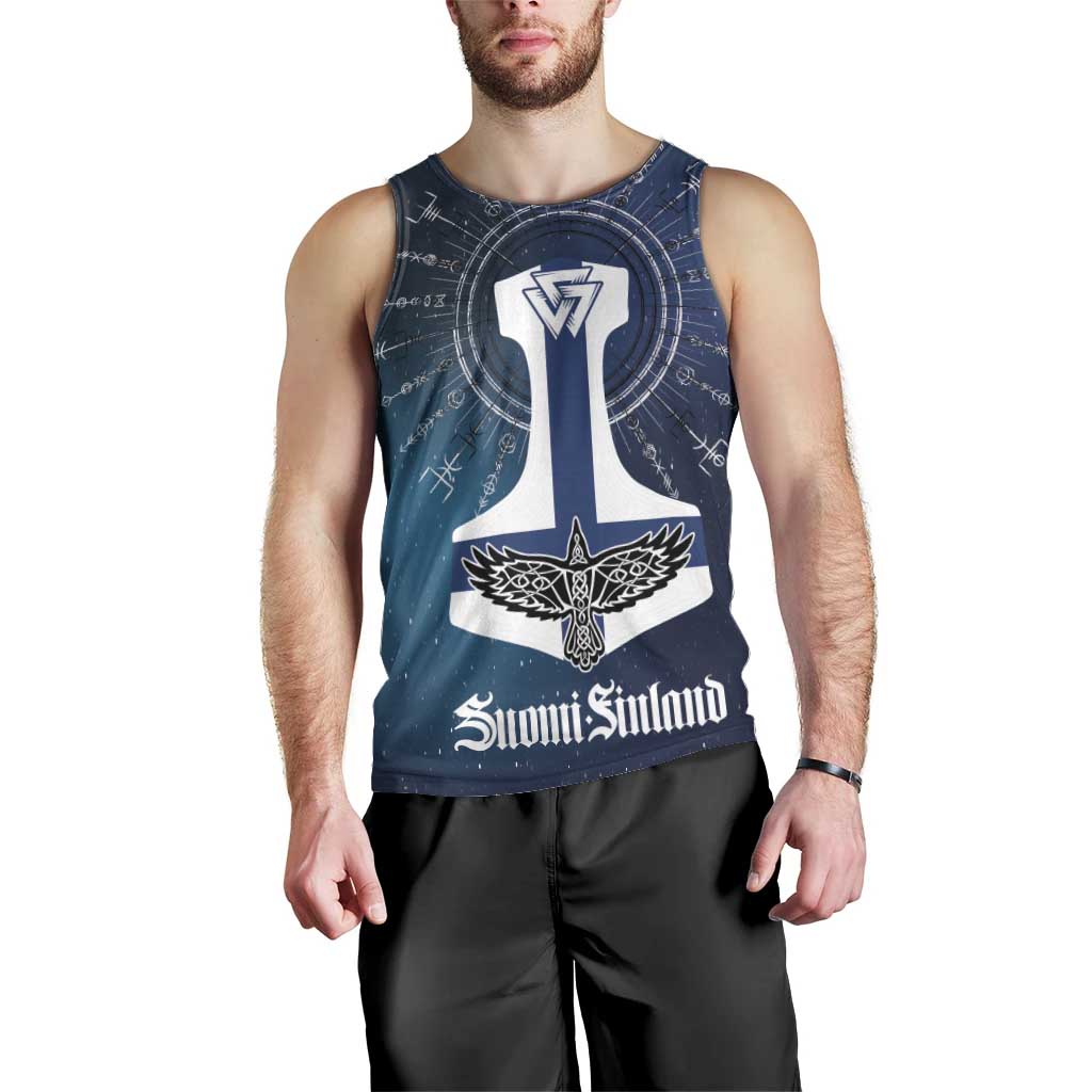Personalized Finland Drakkar Vikings Men Tank Top Suomi Flag Viking Thor Runes