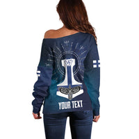 Personalized Finland Drakkar Vikings Off Shoulder Sweater Suomi Flag Viking Thor Runes