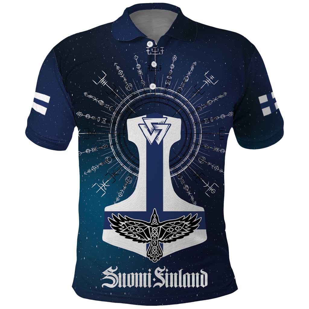 Personalized Finland Drakkar Vikings Polo Shirt Suomi Flag Viking Thor Runes