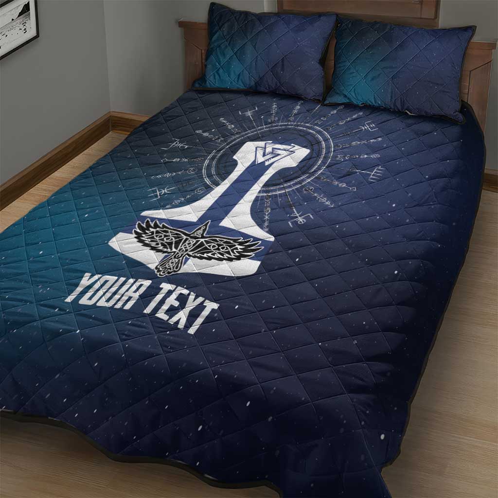 Personalized Finland Drakkar Vikings Quilt Bed Set Suomi Flag Viking Thor Runes
