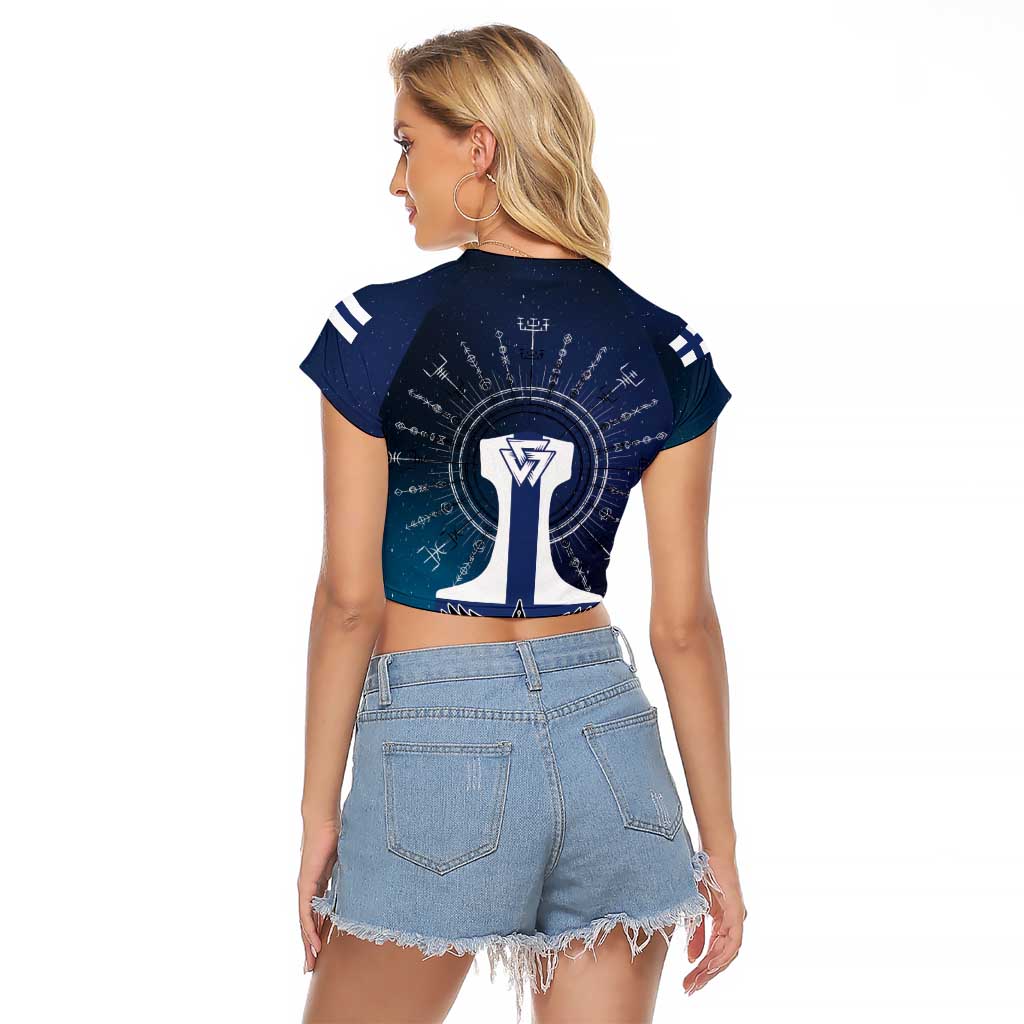 Personalized Finland Drakkar Vikings Raglan Cropped T Shirt Suomi Flag Viking Thor Runes
