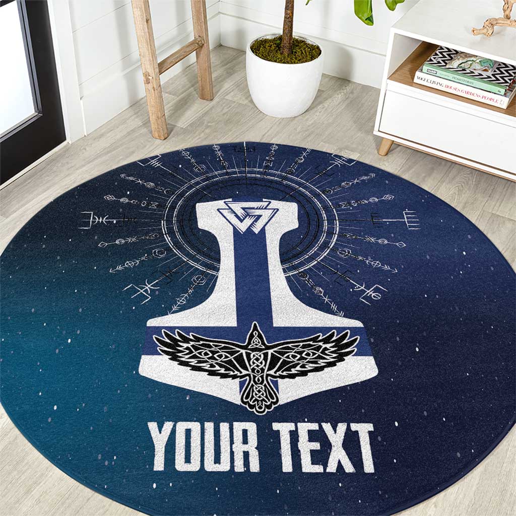 Personalized Finland Drakkar Vikings Round Carpet Suomi Flag Viking Thor Runes