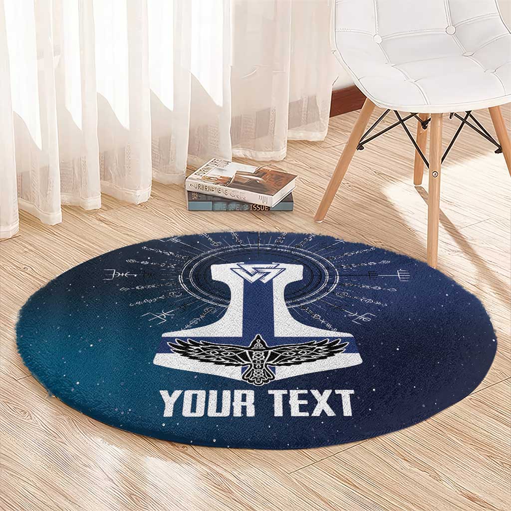 Personalized Finland Drakkar Vikings Round Carpet Suomi Flag Viking Thor Runes
