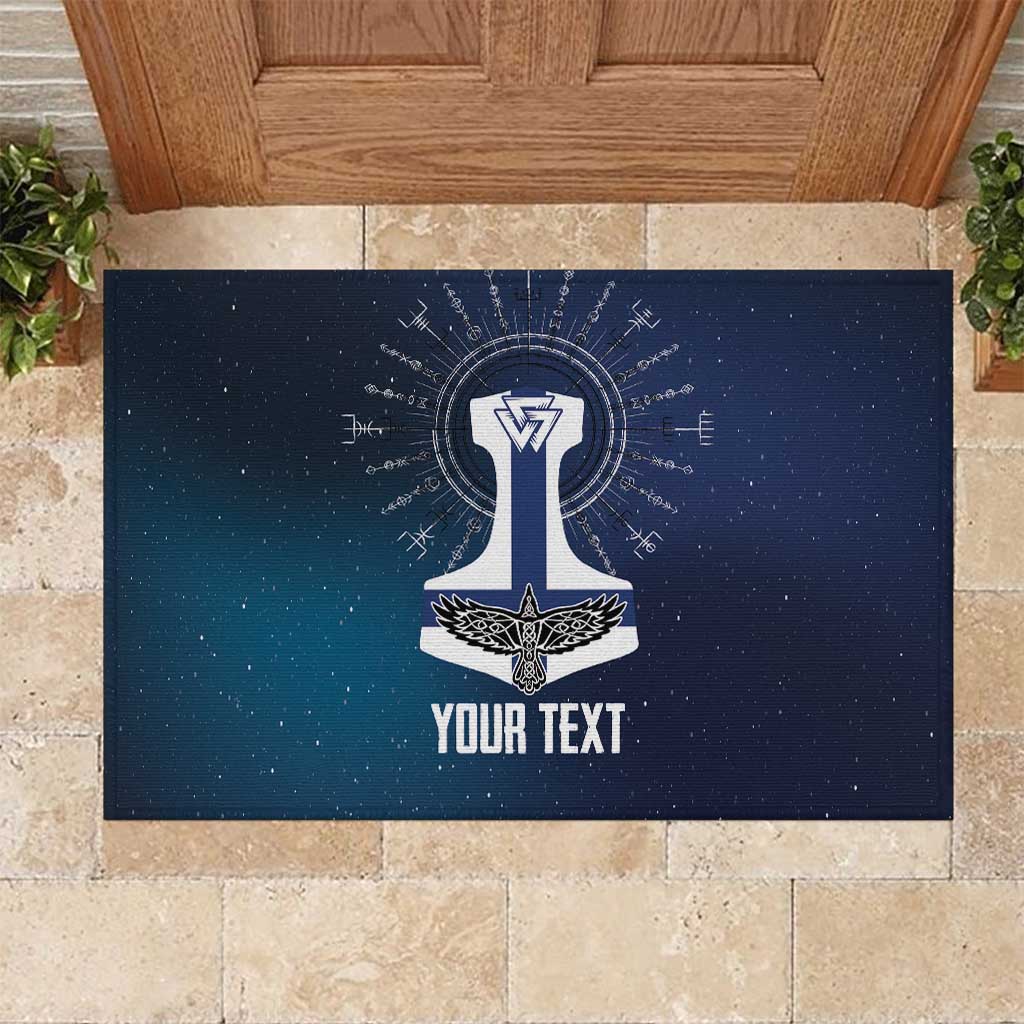 Personalized Finland Drakkar Vikings Rubber Doormat Suomi Flag Viking Thor Runes