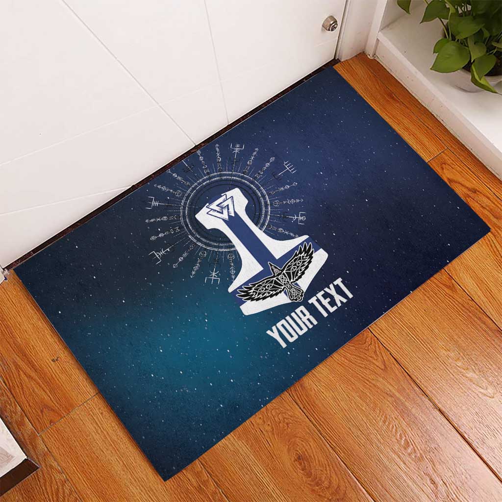Personalized Finland Drakkar Vikings Rubber Doormat Suomi Flag Viking Thor Runes