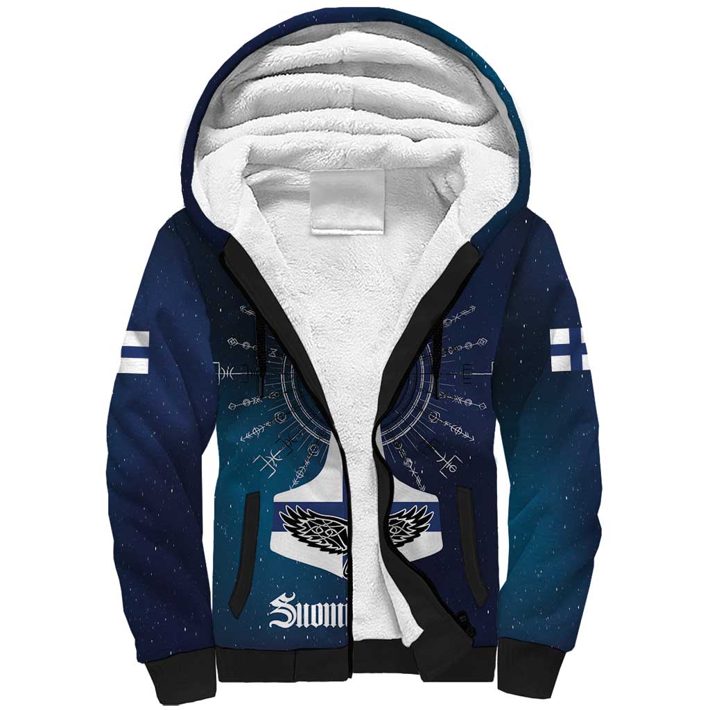 Personalized Finland Drakkar Vikings Sherpa Hoodie Suomi Flag Viking Thor Runes