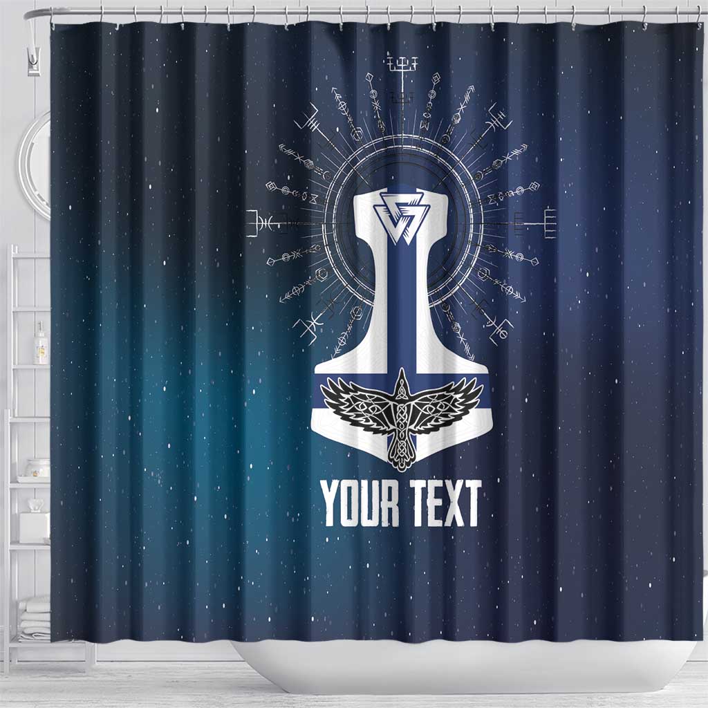 Personalized Finland Drakkar Vikings Shower Curtain Suomi Flag Viking Thor Runes