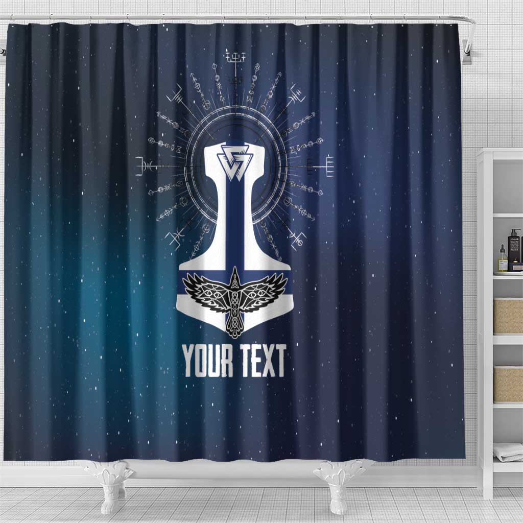 Personalized Finland Drakkar Vikings Shower Curtain Suomi Flag Viking Thor Runes