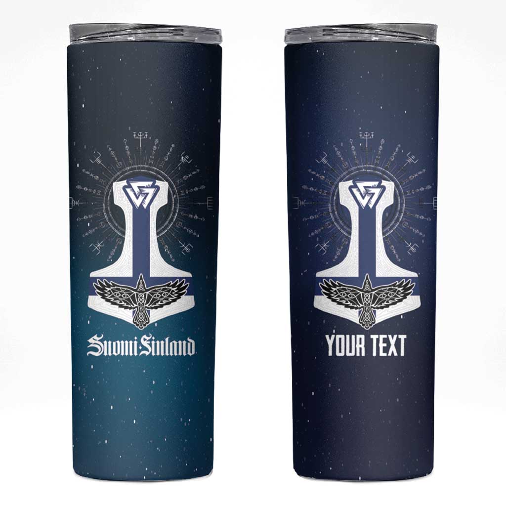 Personalized Finland Drakkar Vikings Skinny Tumbler Suomi Flag Viking Thor Runes