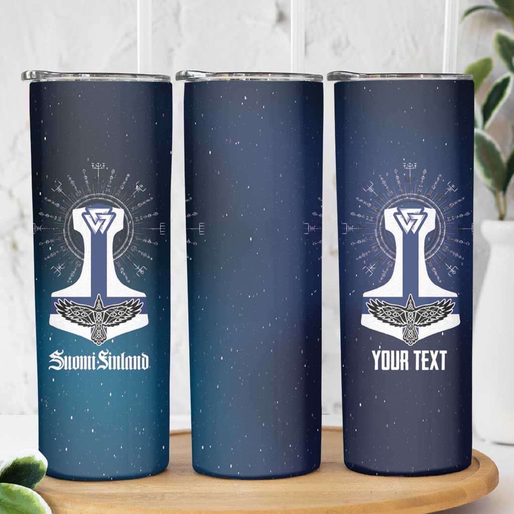Personalized Finland Drakkar Vikings Skinny Tumbler Suomi Flag Viking Thor Runes