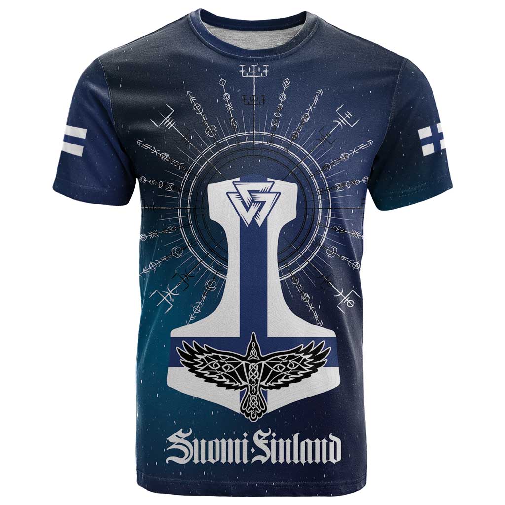 Personalized Finland Drakkar Vikings T Shirt Suomi Flag Viking Thor Runes