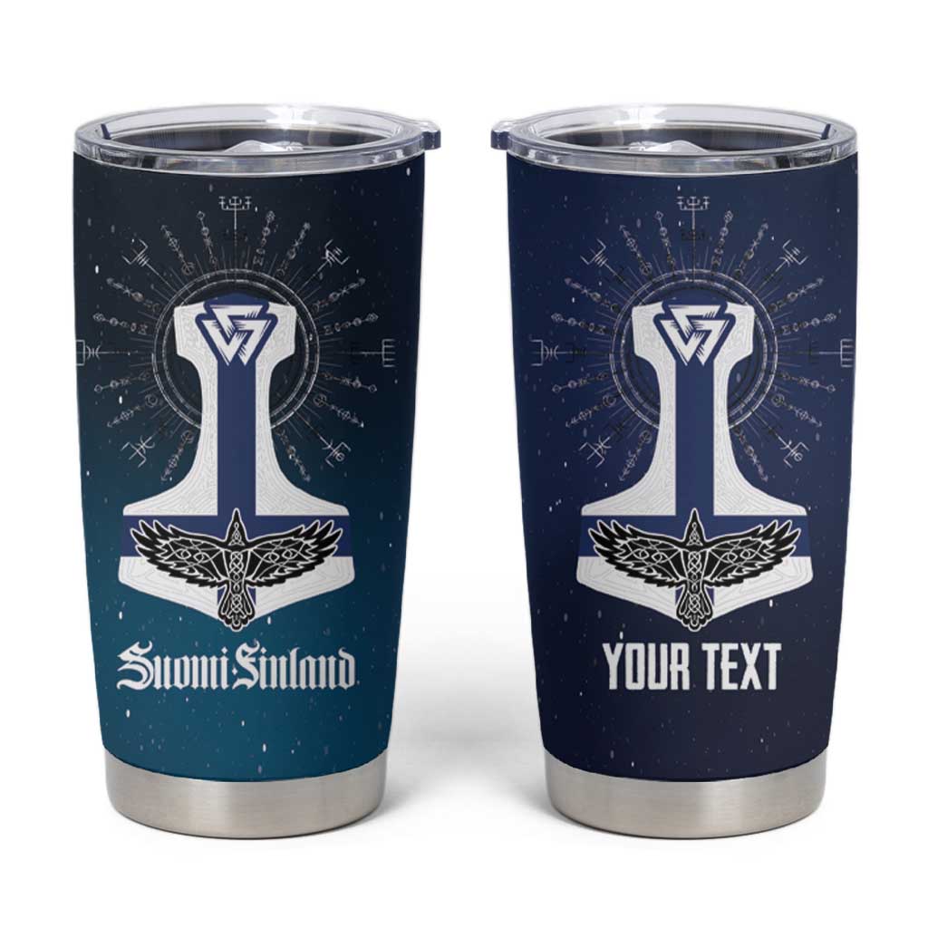 Personalized Finland Drakkar Vikings Tumbler Cup Suomi Flag Viking Thor Runes
