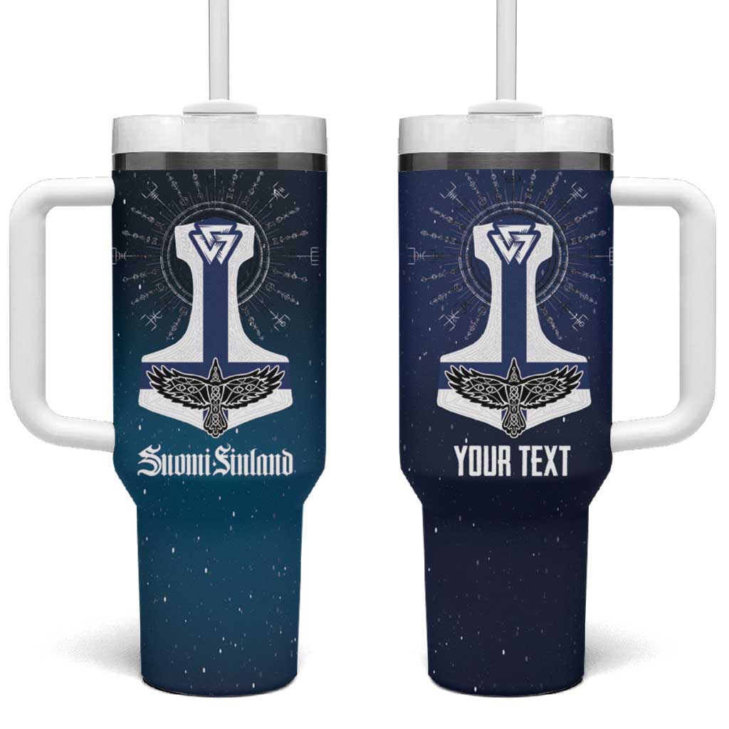 Personalized Finland Drakkar Vikings Tumbler With Handle Suomi Flag Viking Thor Runes