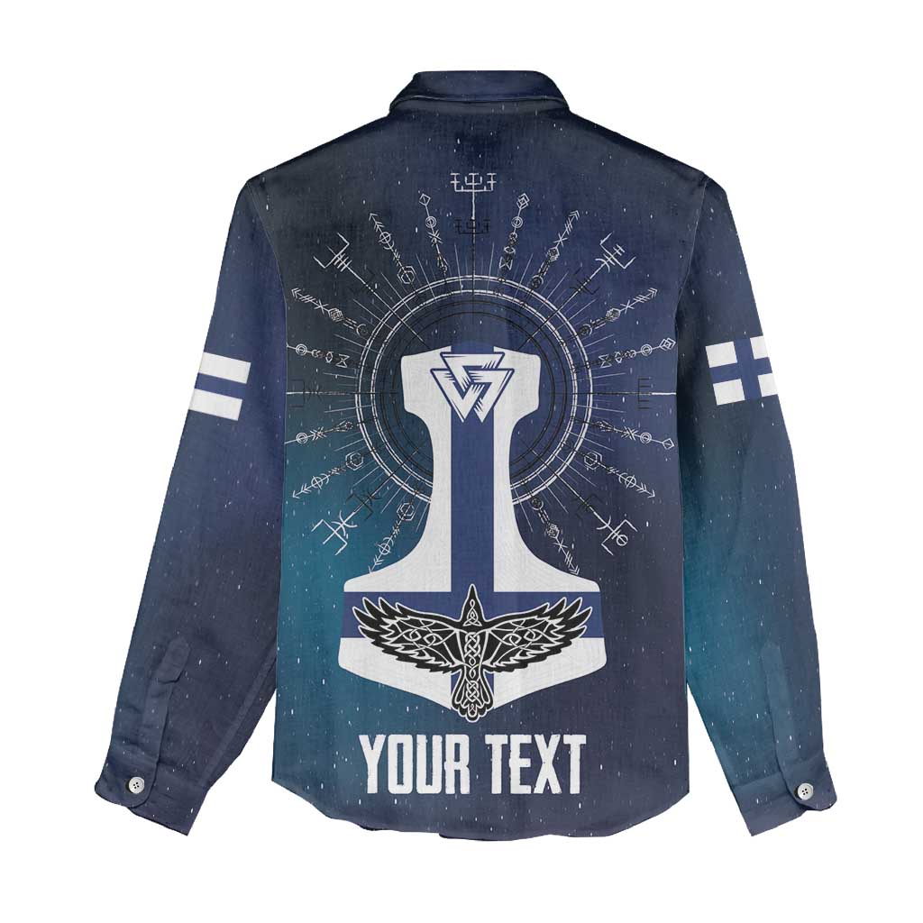 Personalized Finland Drakkar Vikings Women Casual Shirt Suomi Flag Viking Thor Runes