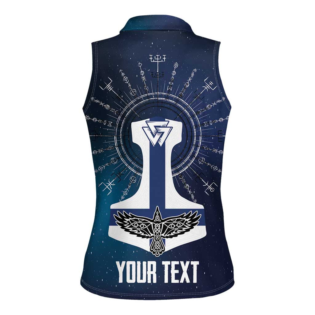 Personalized Finland Drakkar Vikings Women Sleeveless Polo Shirt Suomi Flag Viking Thor Runes