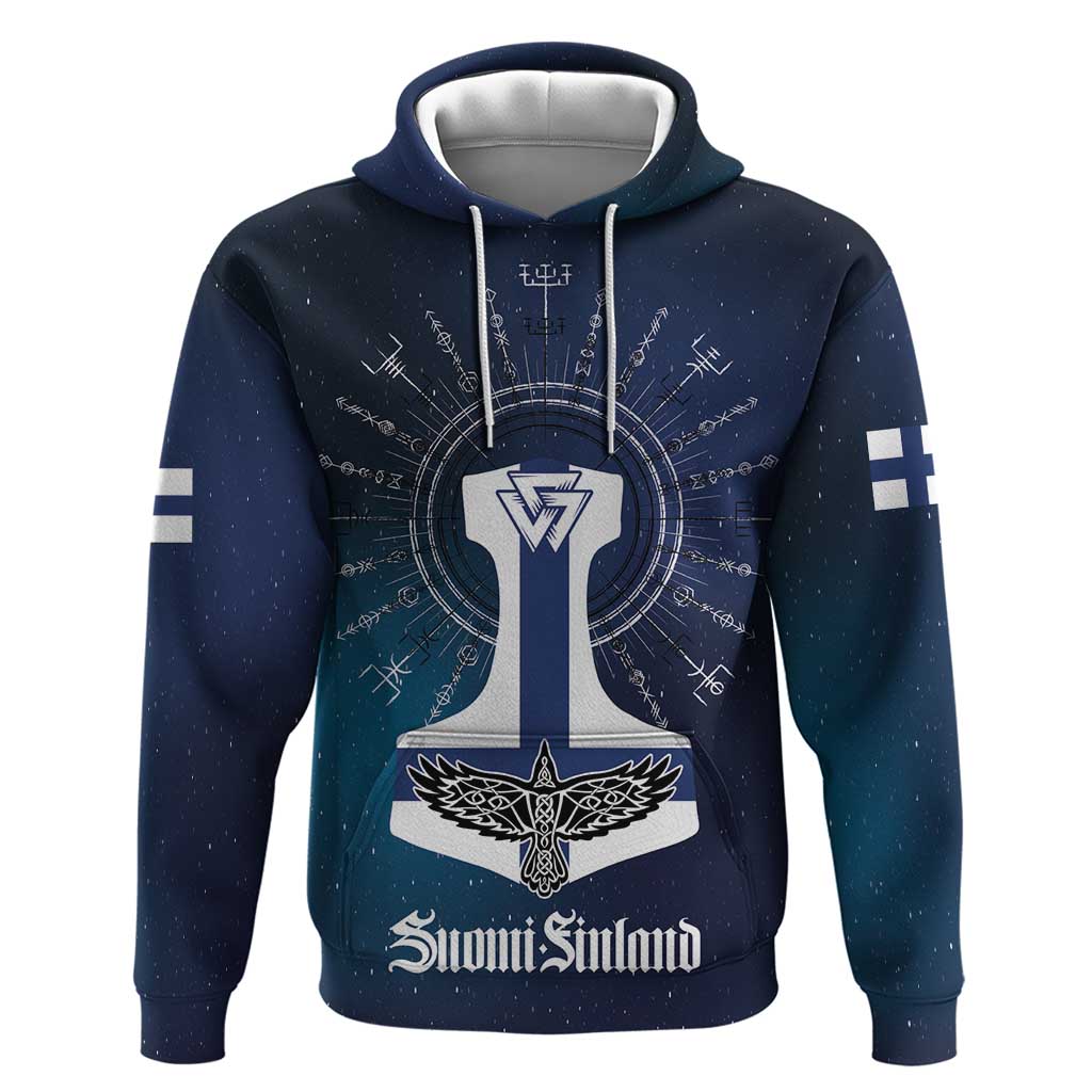 Personalized Finland Drakkar Vikings Zip Hoodie Suomi Flag Viking Thor Runes