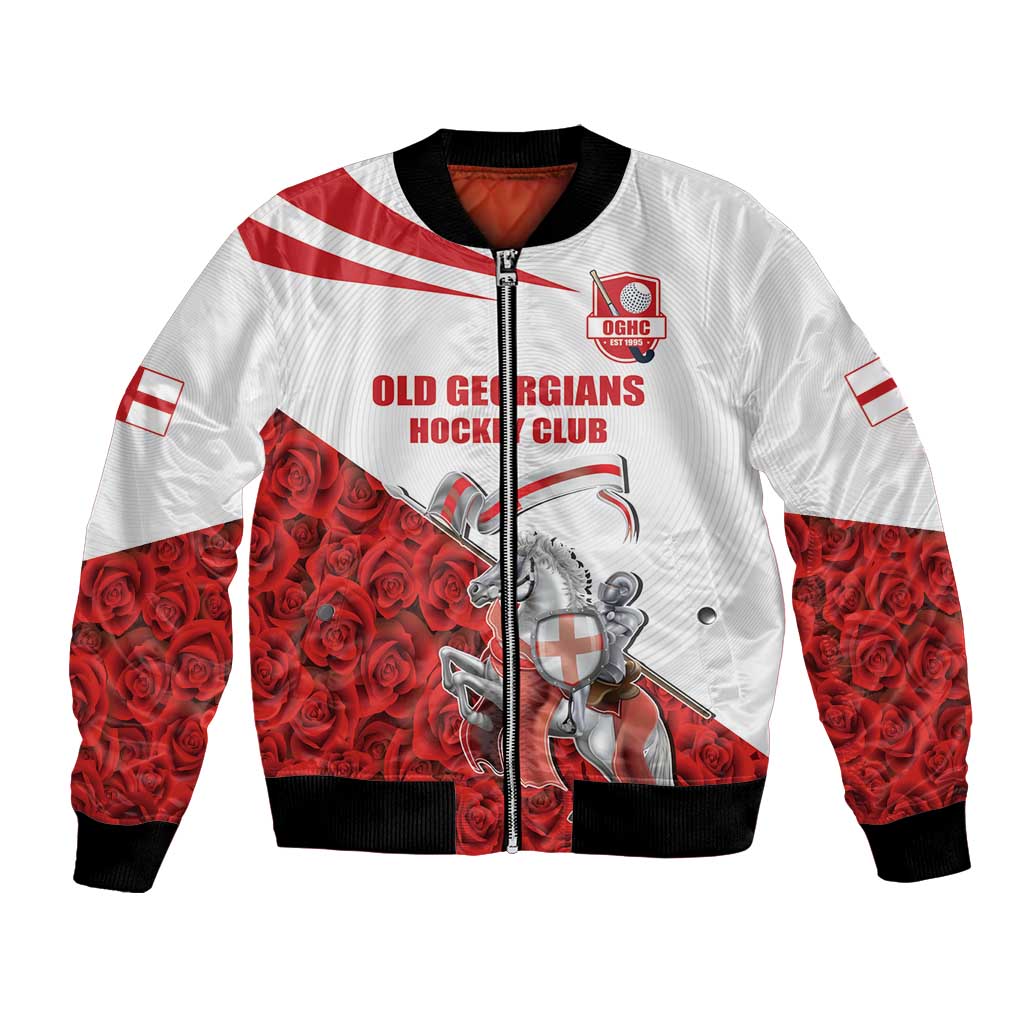 Custom England Field Hockey Champions Bomber Jacket Old Georgians Hockey Club Sporty Style