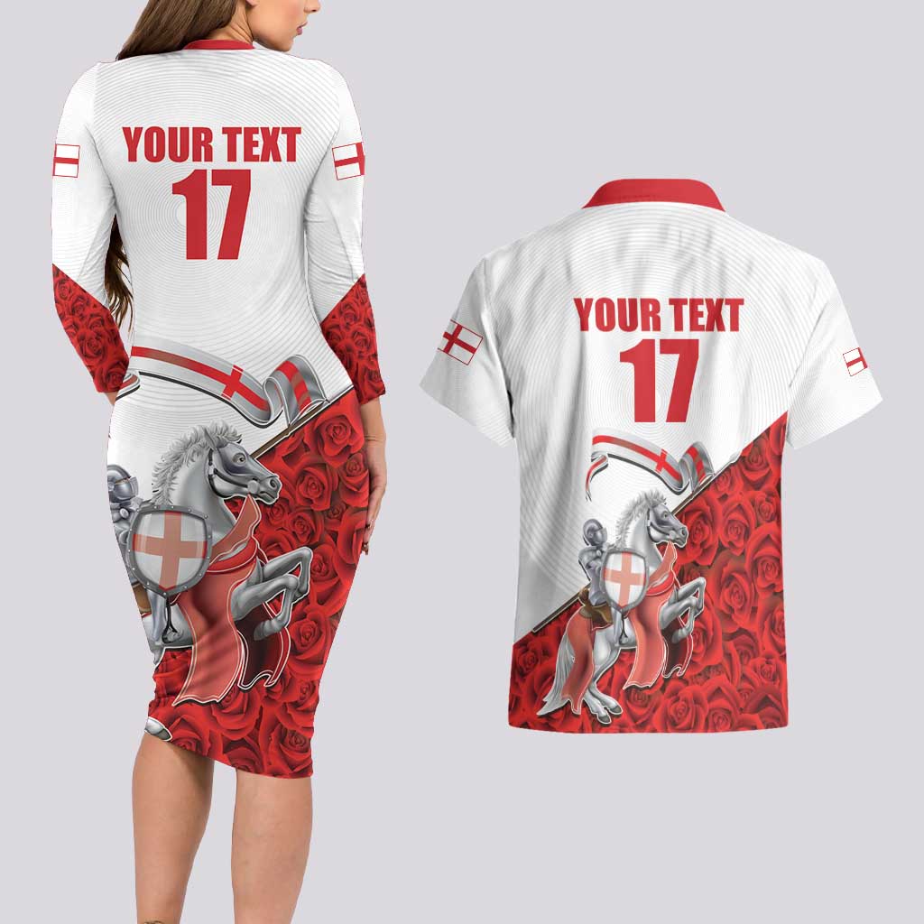 Custom England Field Hockey Champions Couples Matching Long Sleeve Bodycon Dress and Hawaiian Shirt Old Georgians Hockey Club Sporty Style