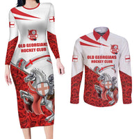 Custom England Field Hockey Champions Couples Matching Long Sleeve Bodycon Dress and Long Sleeve Button Shirt Old Georgians Hockey Club Sporty Style