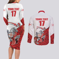 Custom England Field Hockey Champions Couples Matching Long Sleeve Bodycon Dress and Long Sleeve Button Shirt Old Georgians Hockey Club Sporty Style